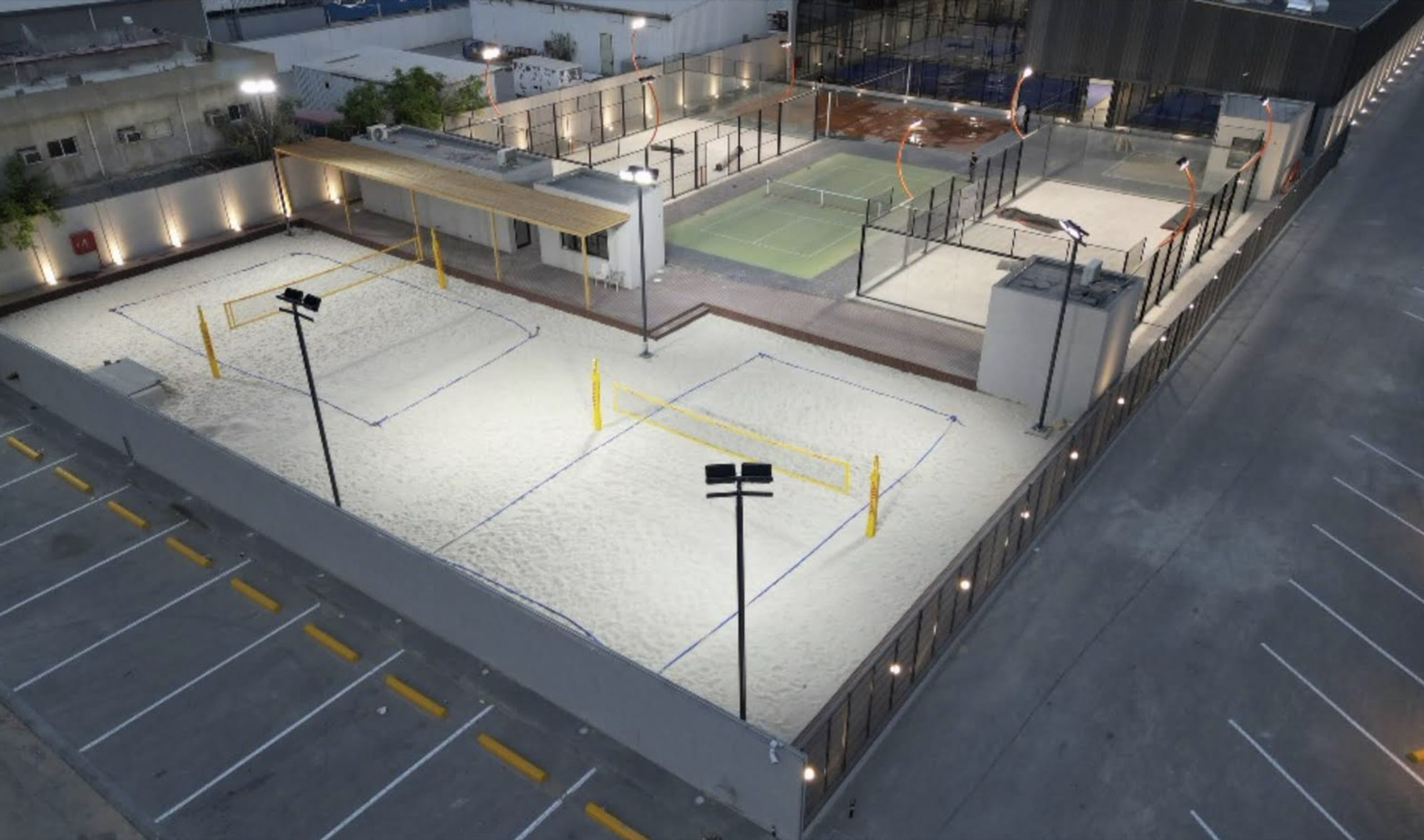 Drone view of Sports District outdoor courts